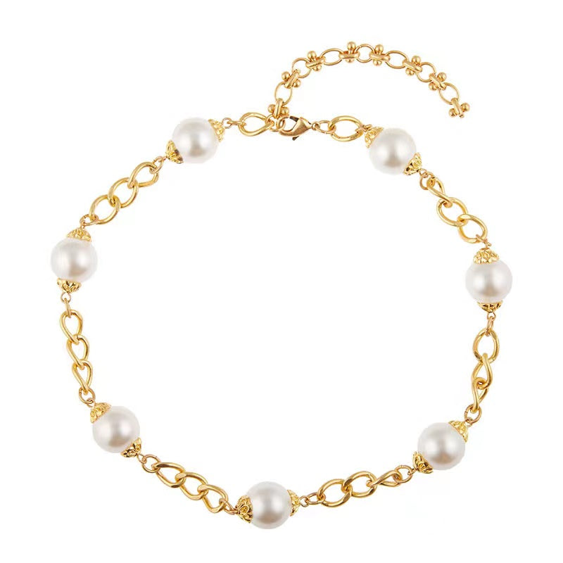 Swarovski Pearl 18K Gold Plated Chain Necklace