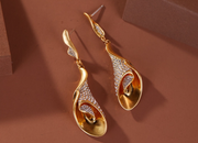 Swirl Swarovski 18K Gold Drop Earrings