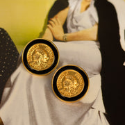 1808 Queen Head Coin Enamel Stud Earrings