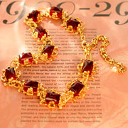 Art Glass Ruby 18K Gold Plated Necklace