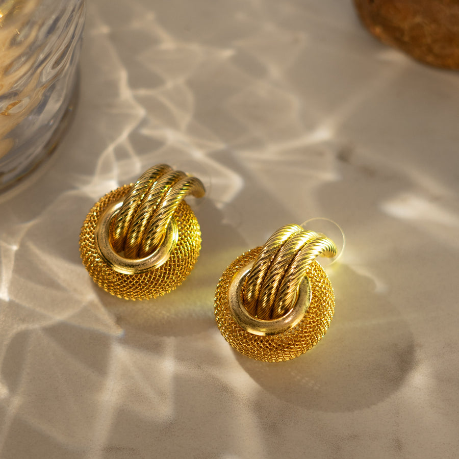 1980s Vibe 18K Gold Plated Mesh Drop Earrings