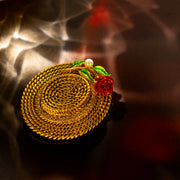 Hand Painted Enamel 18K Gold Plated Straw Hat Brooch