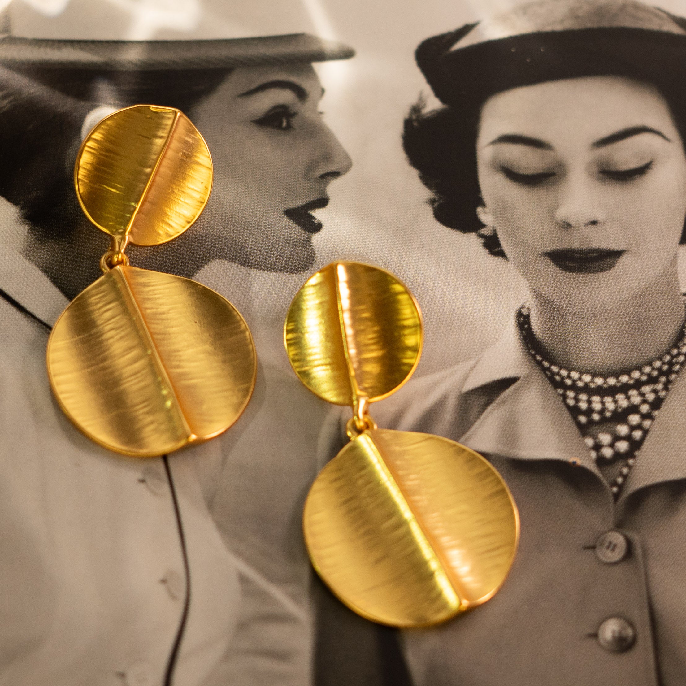 1980s Vibe Gold Leaf  Drop Earrings