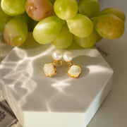 Mother of Pearl and Fresh Water Pearl Shell Stud Earrings