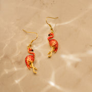 Enamel Flamingo 18K Gold Plated Earrings