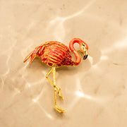 Enamel Flamingo 18K Gold Plated Brooch