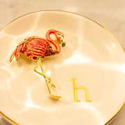 Enamel Flamingo 18K Gold Plated Brooch