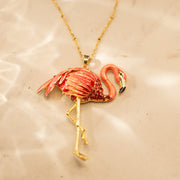 Enamel Flamingo 18K Gold Plated Necklace