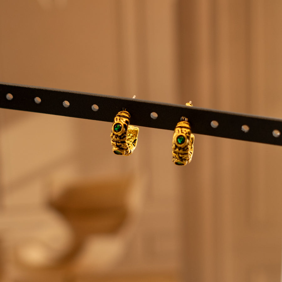 Swarovski Emerald 18K Gold Plated Hoop Earrings