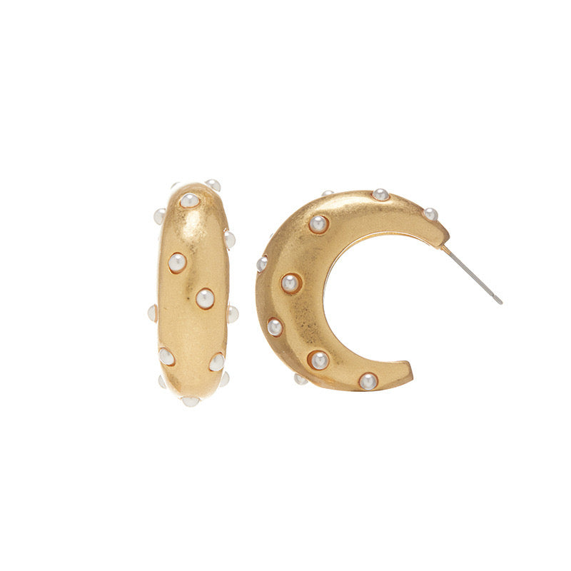 Moon Shape 18K Gold Plated Hoop Earrings