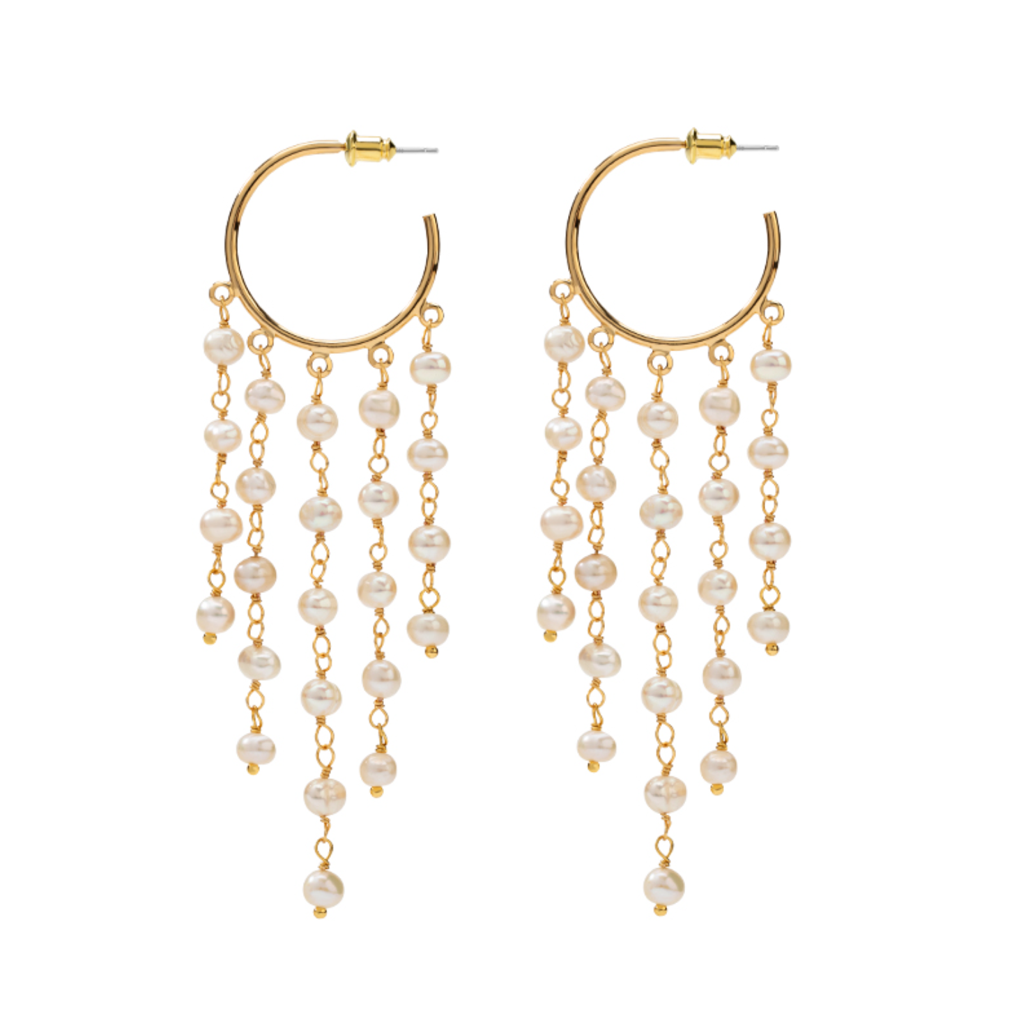 Chandelier Fresh Water Pearl with 18K Gold Plated Drop Earrings