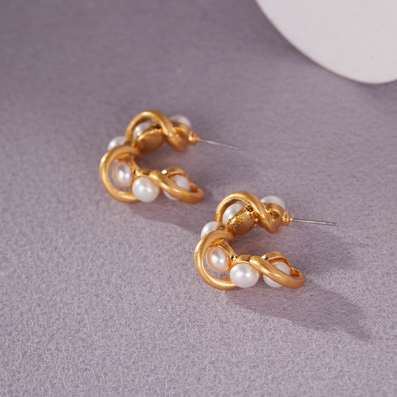 Fresh Water Pearl 18K Gold Plated Hoop Earrings