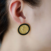 1808 Queen Head Coin Enamel Stud Earrings