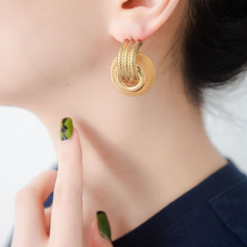 1980s Vibe 18K Gold Plated Mesh Drop Earrings