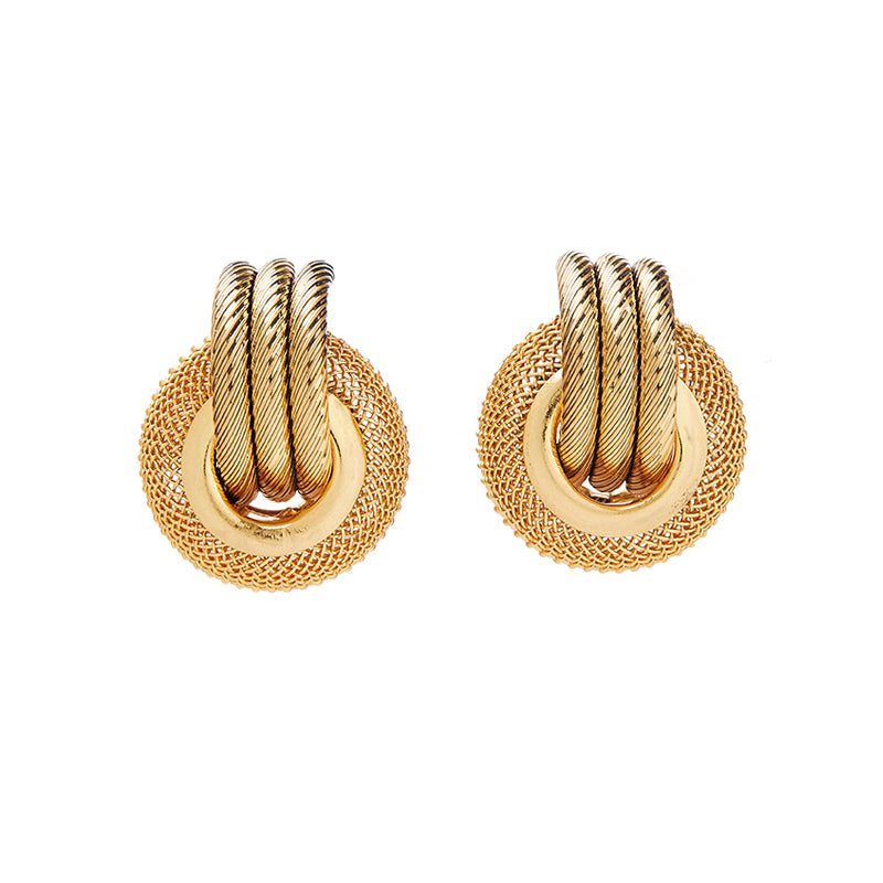 1980s Vibe 18K Gold Plated Mesh Drop Earrings